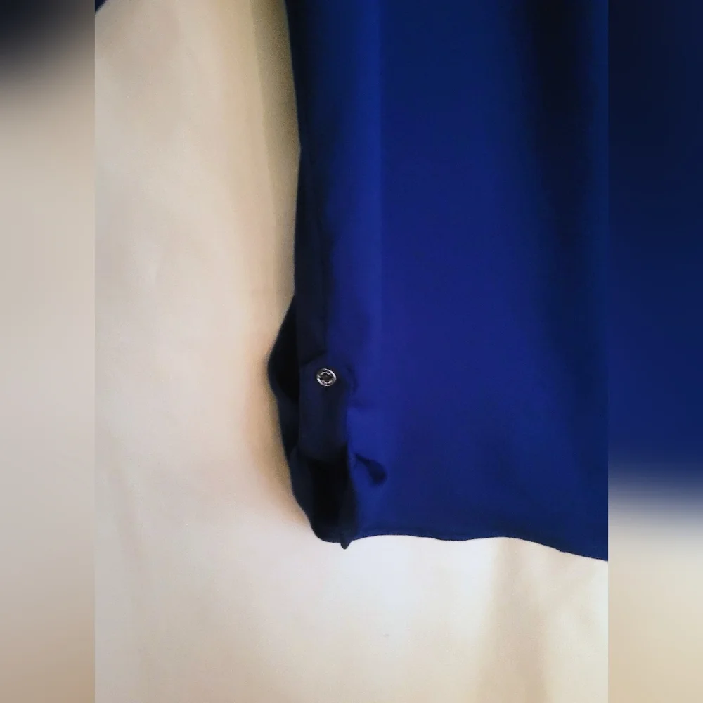 Calvin Klein.. Royal Blue Blouse with Zippered Pockets (78B) - Picture 8 of 8